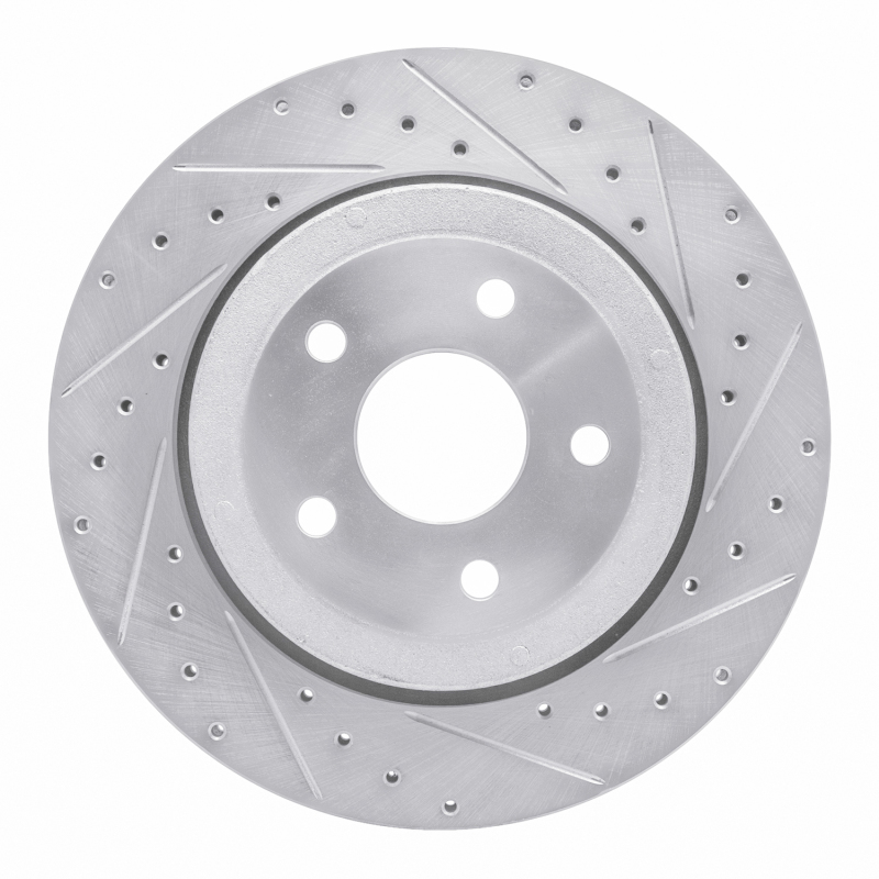 Jeep Grand Cherokee Brake Rotor (1) - Rear Right - R1 Concepts - Drilled & Slotted - Silver - `06-`10